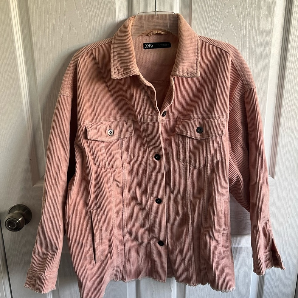 Zara corduroy jacket / work shirt in blush